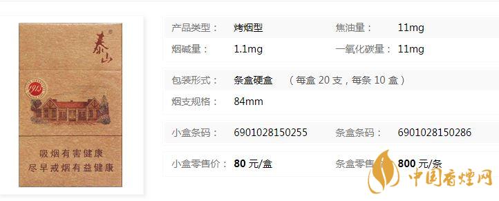 泰山1913香煙多少錢一盒？泰山1913各地價格表查詢2020